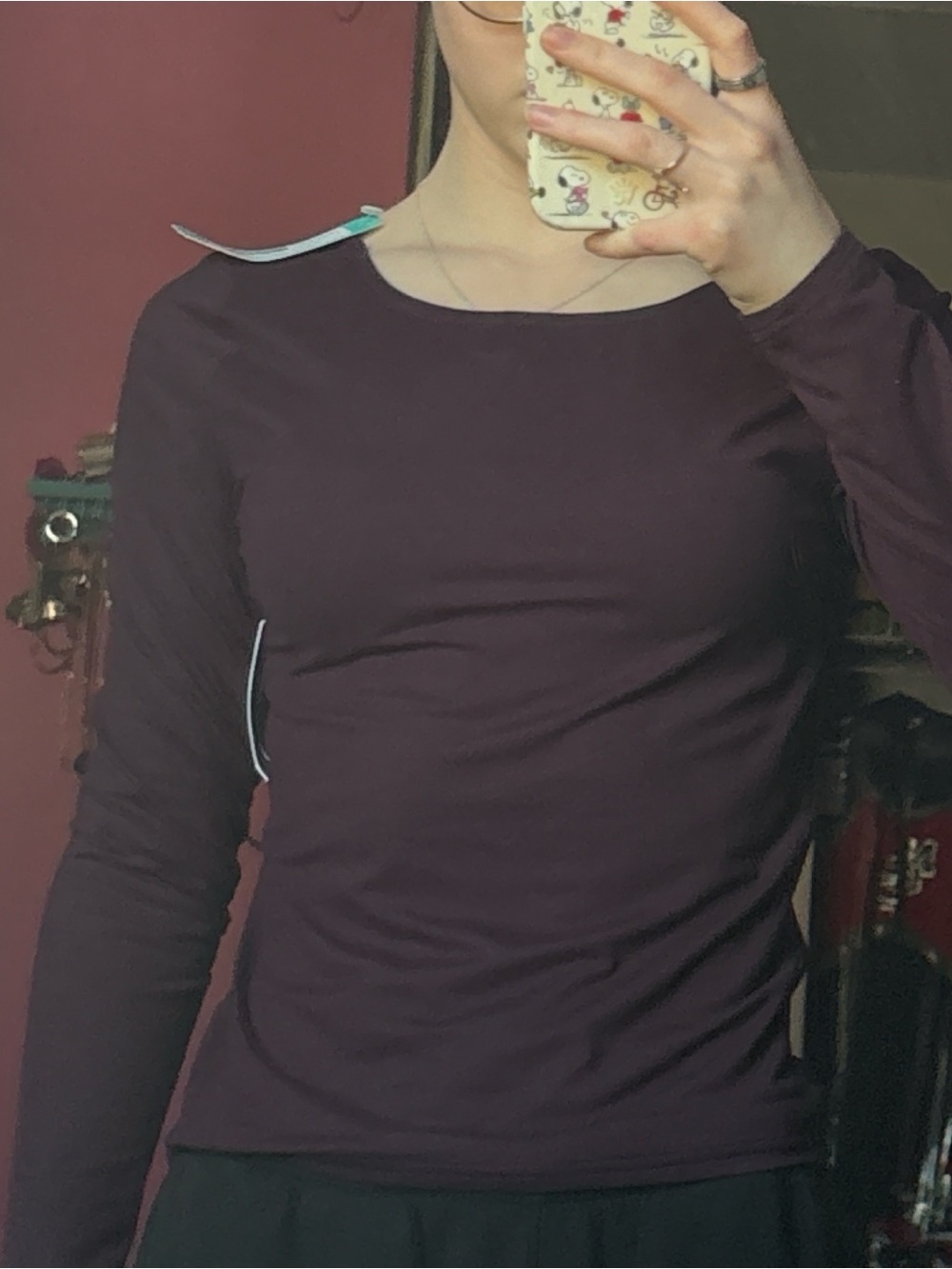 Women's Long-Sleeve Scoop Neck Top - Plum